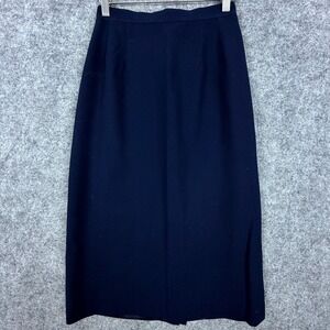 Sassco Office Skirt Womens 4 Navy Blue Wool Neutral Capsule Basics Career Formal